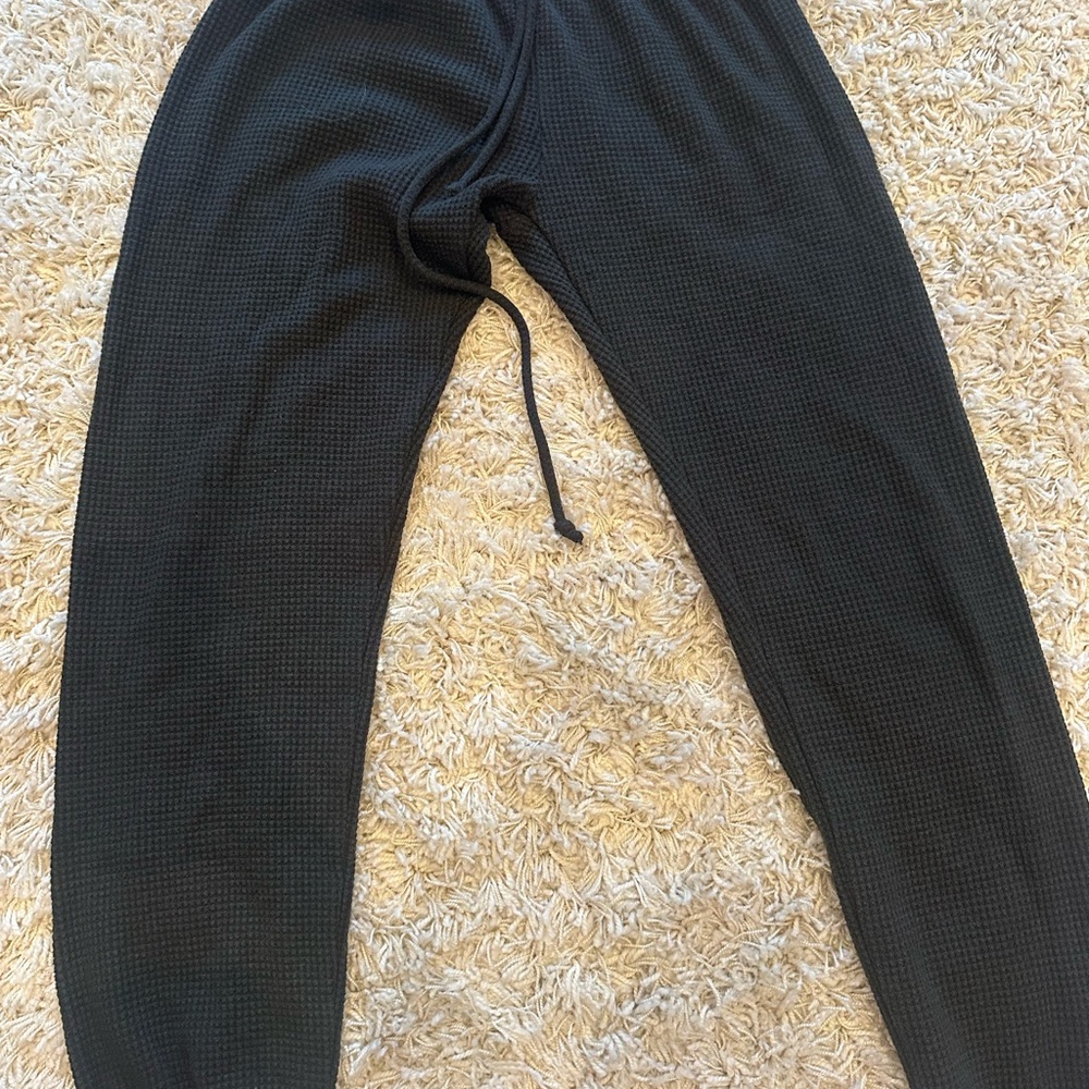 Jac Parker Black Waffle Knit Pants